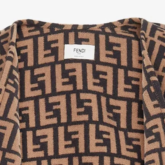 FENDI FF logo fringed poncho wrap cape - Picture 4 of 4